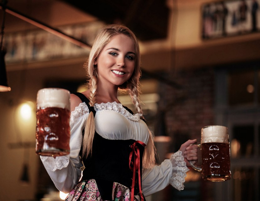 A waitress with beer