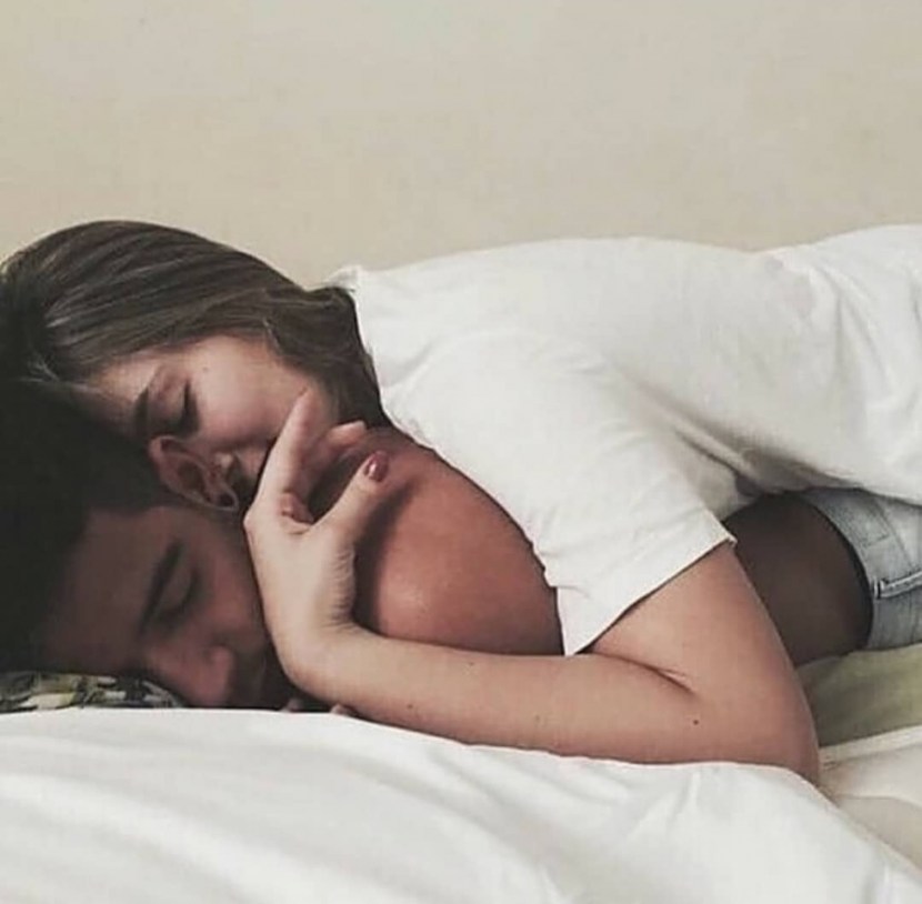 Sleeping woman in bed