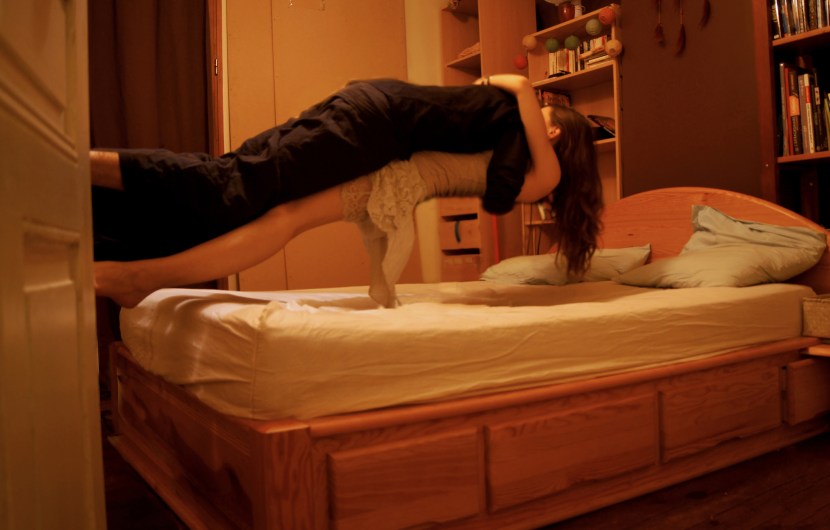 The girl is sleeping in bed