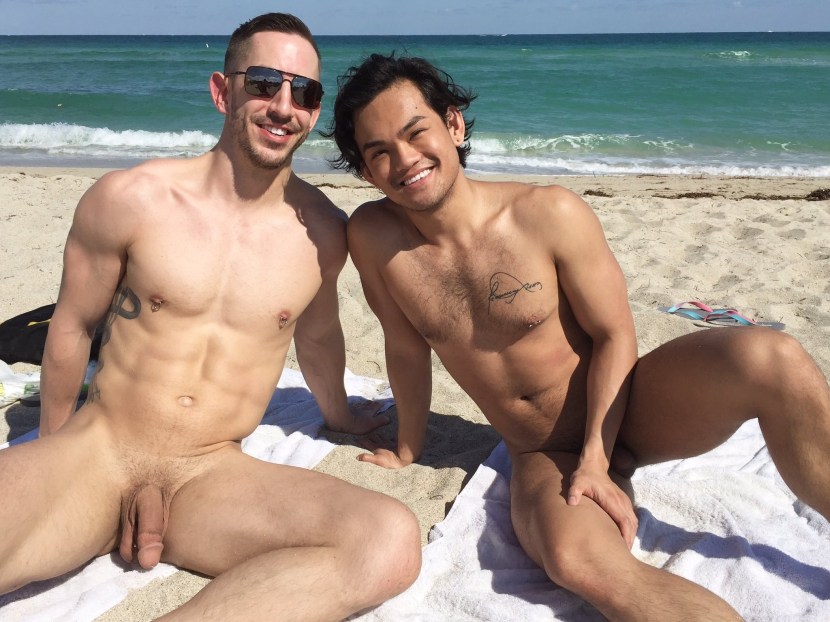 Naked guys on a nudic beach