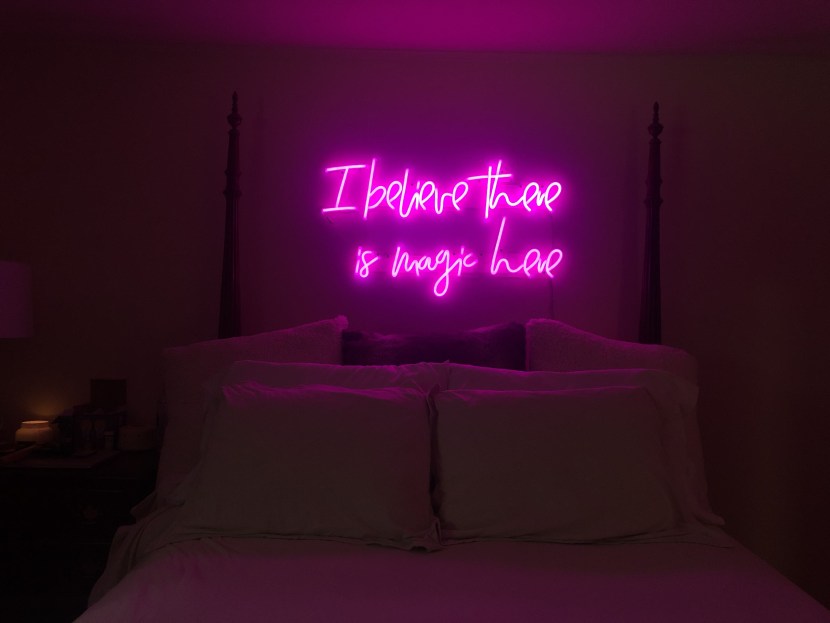 Neon sign in the bedroom