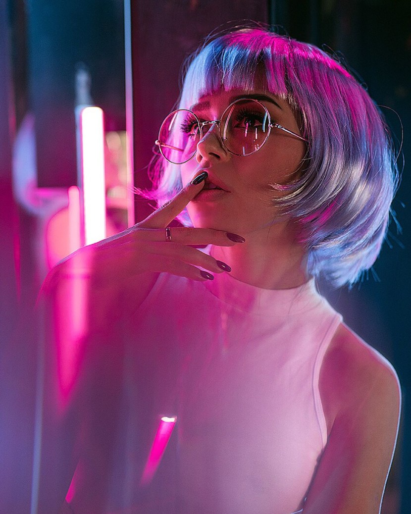 Girl in neon light