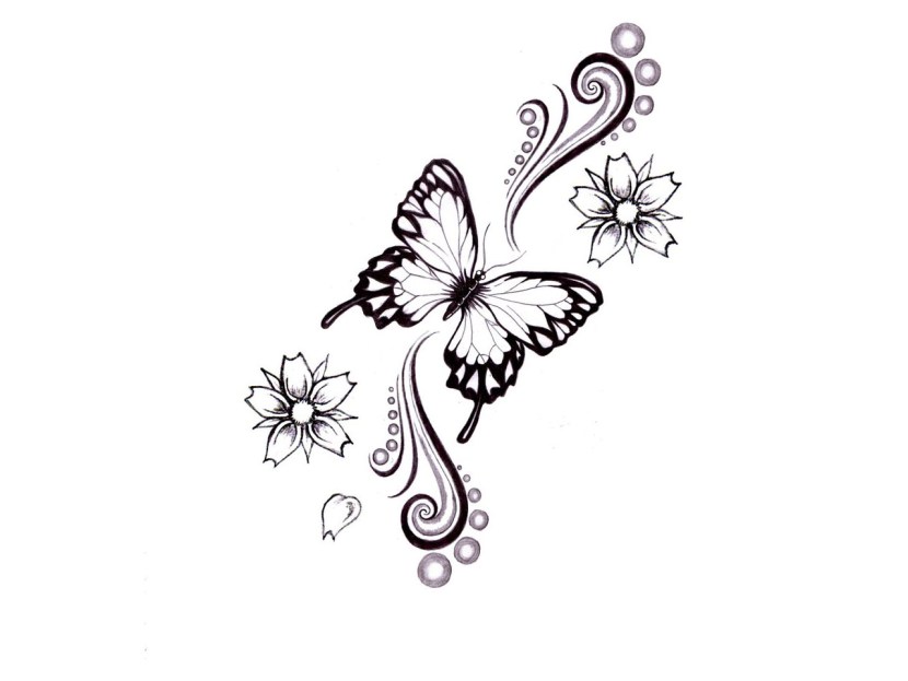 Sketches of butterflies tattoo for girls