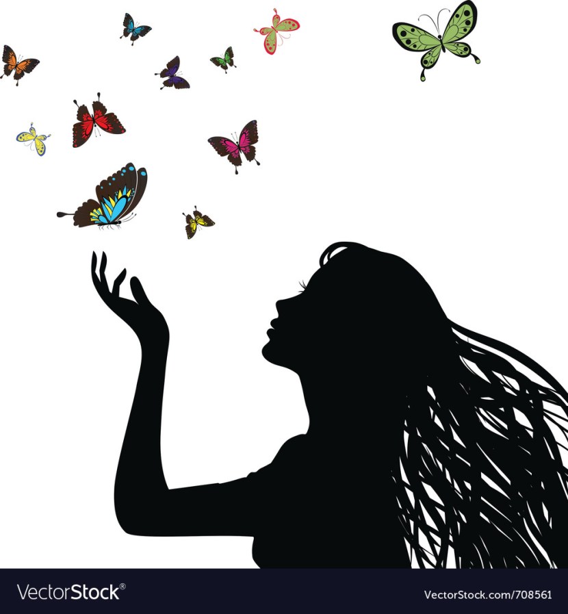 Girlfriend profile with butterflies