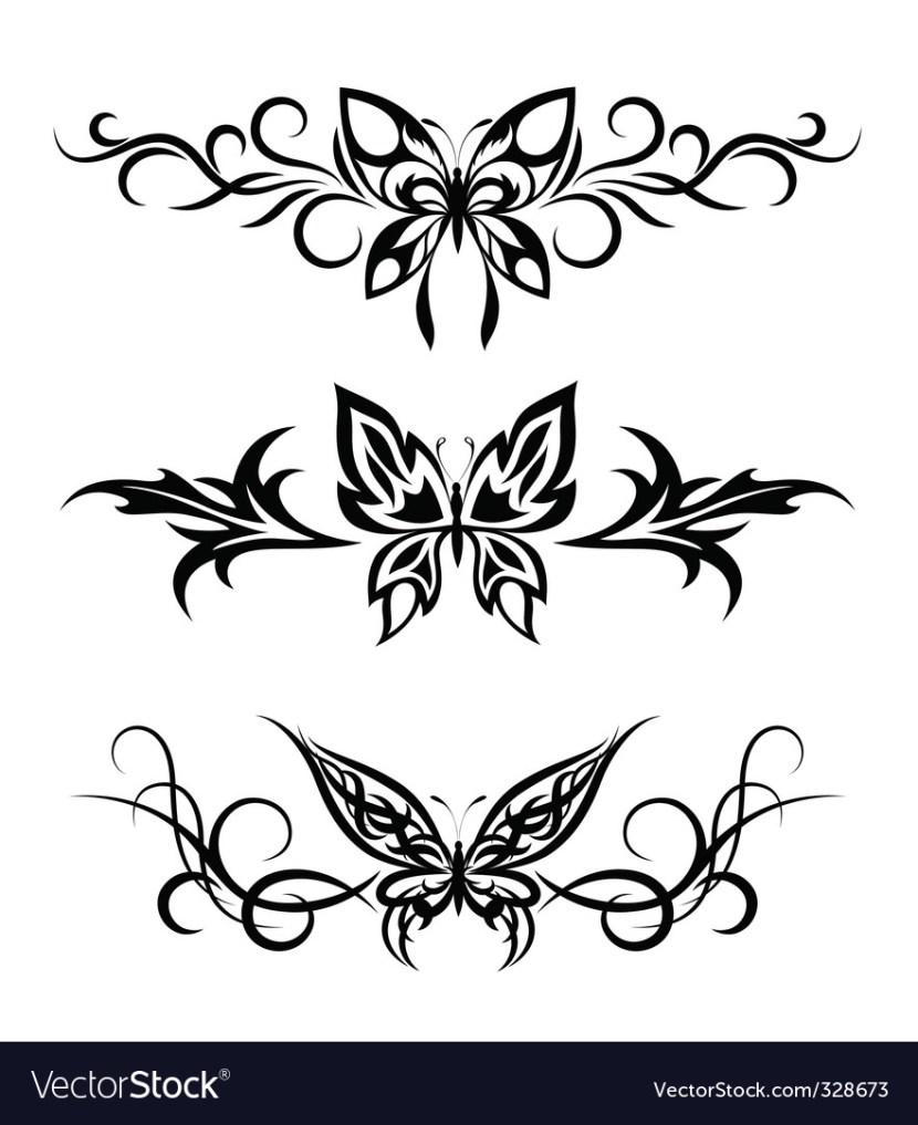 Sketch tattoo butterfly on the lower back