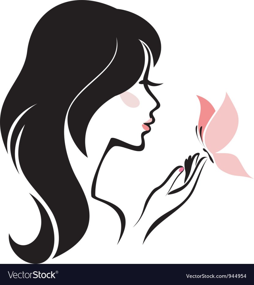 Girl's silhouette in profile with hand