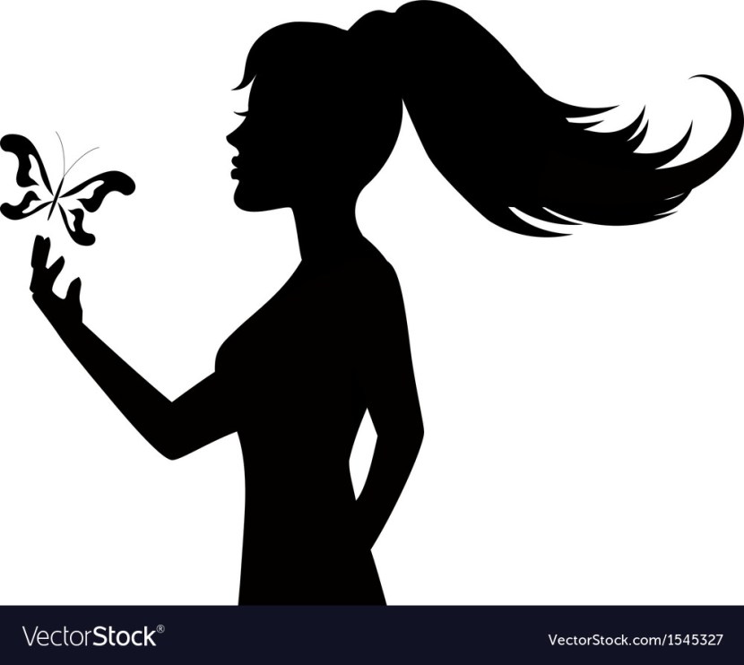 Silhouette of a girl with butterflies