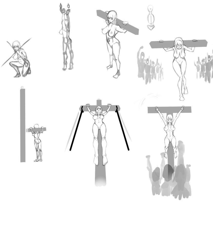 Crucifixion six anime characters