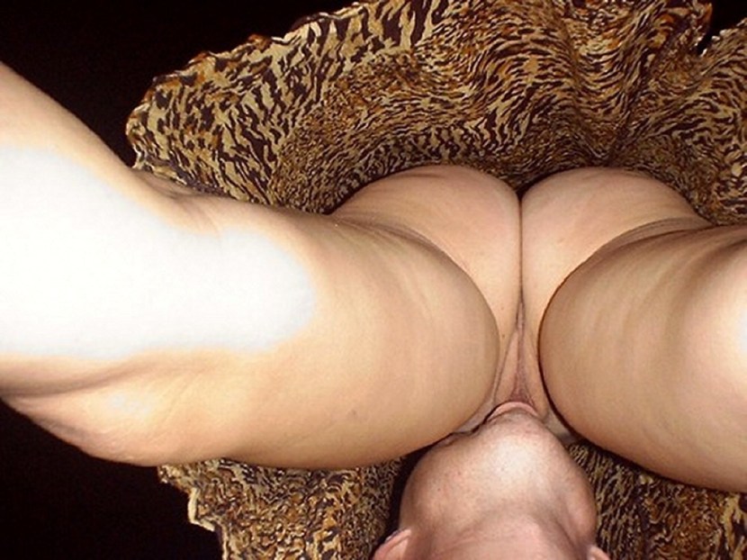 Naked women look from below cunnilingus