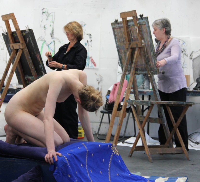 Naked model in art studios