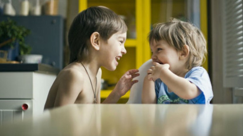 Passionate children's kiss