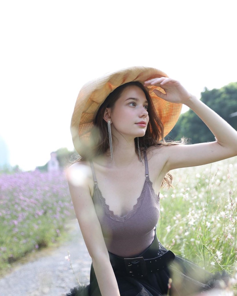 Valeria Fedorovich in a bra kitchen