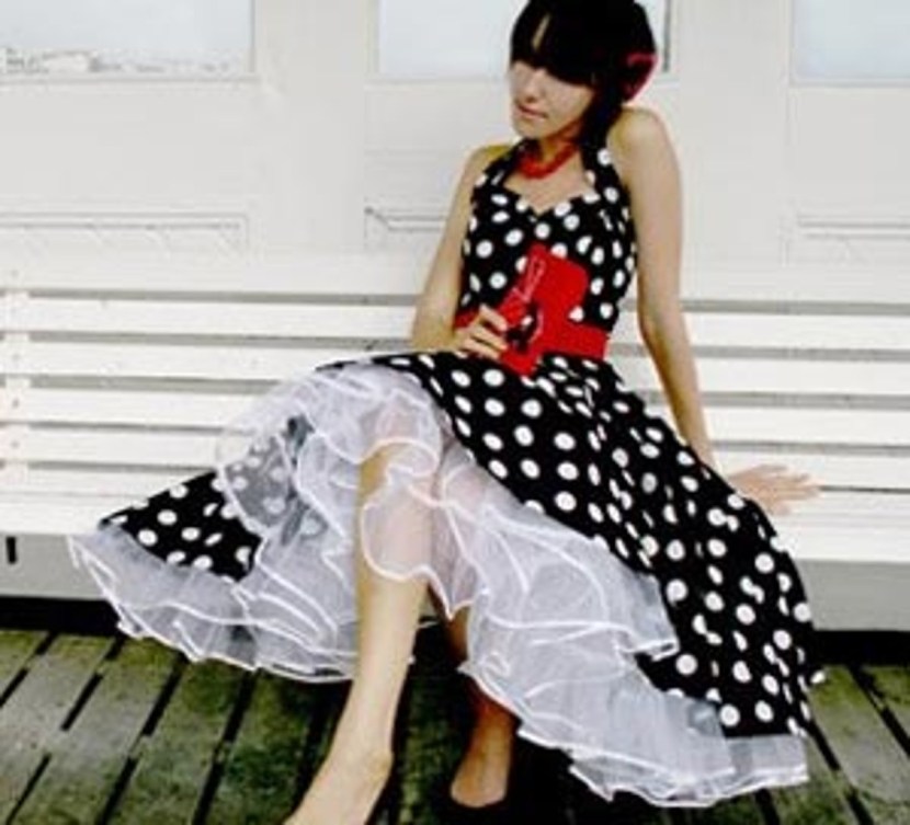 Dress in polka dots velvet