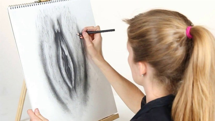 Drawing female genitals