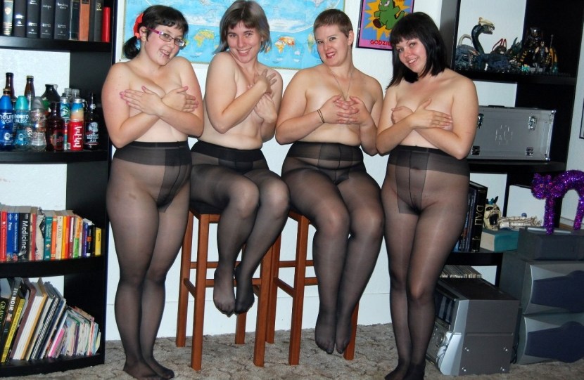 Party in pantyhose nude