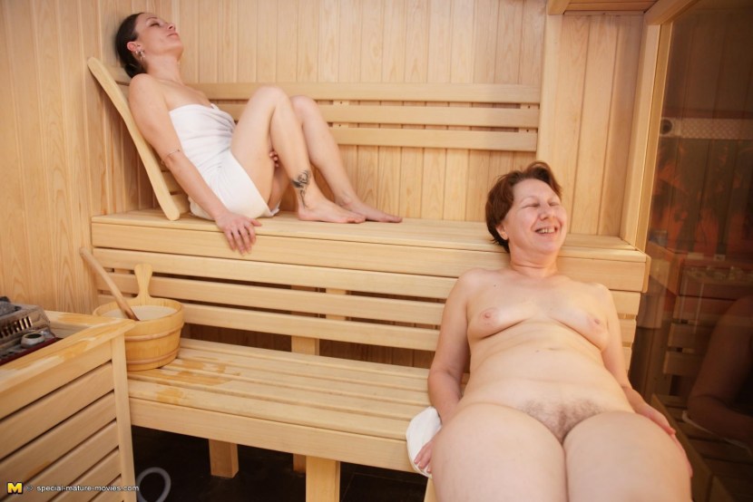 Adult women in the sauna