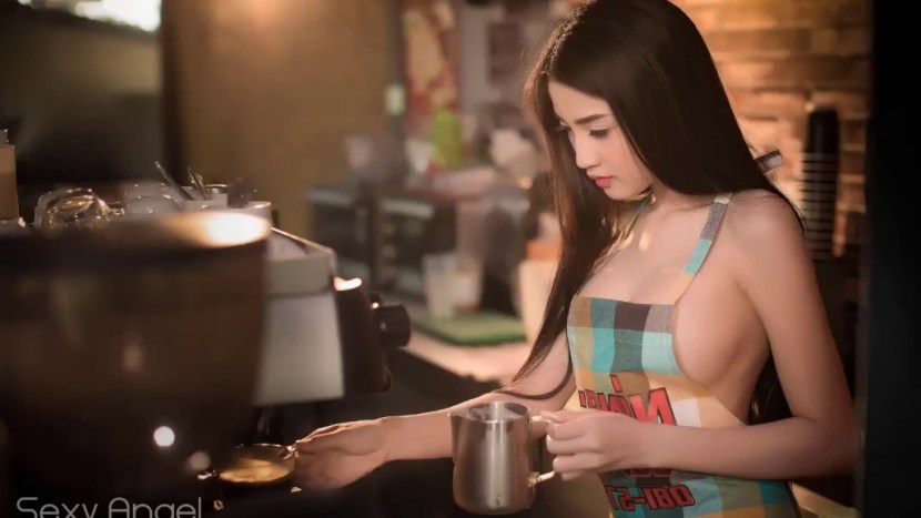 Bartender in stockings fuck