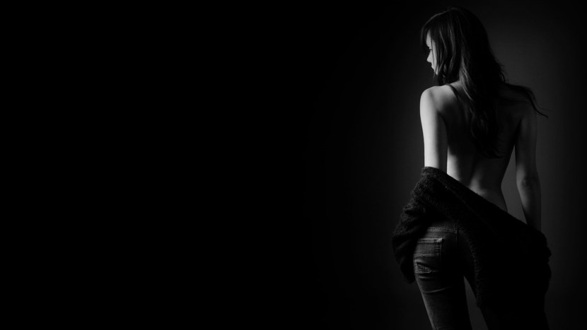 Black background girl