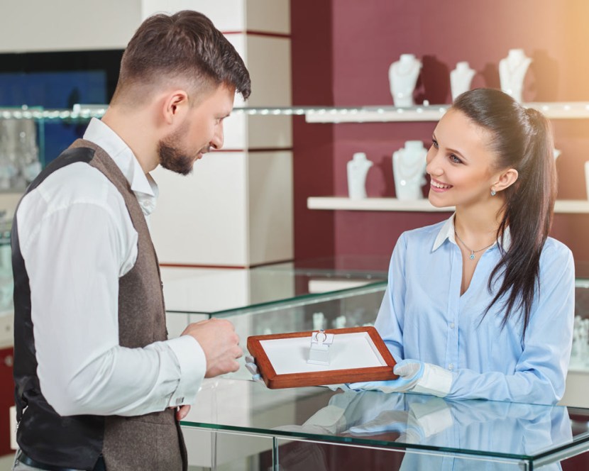 Woman in jewelry store