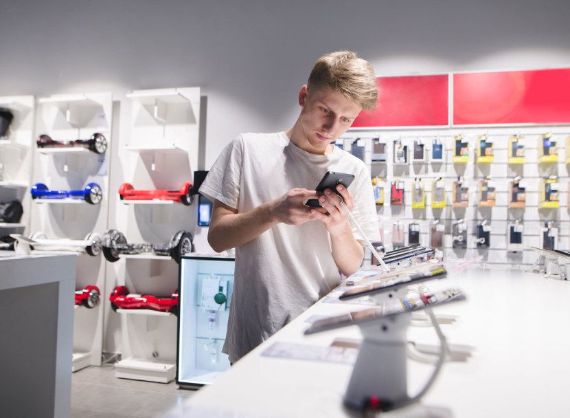 Man in the electronics store