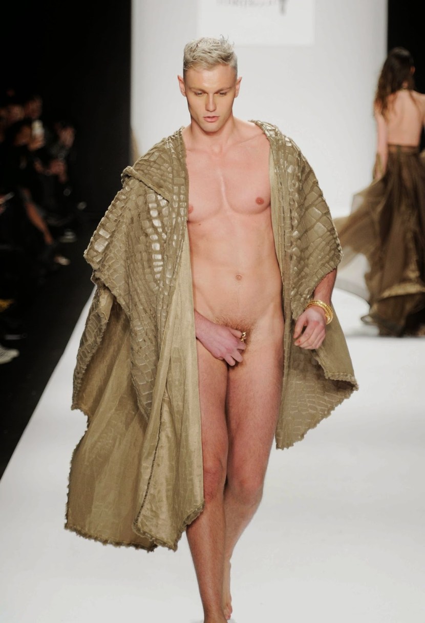 Naked fashion models on the catwalk