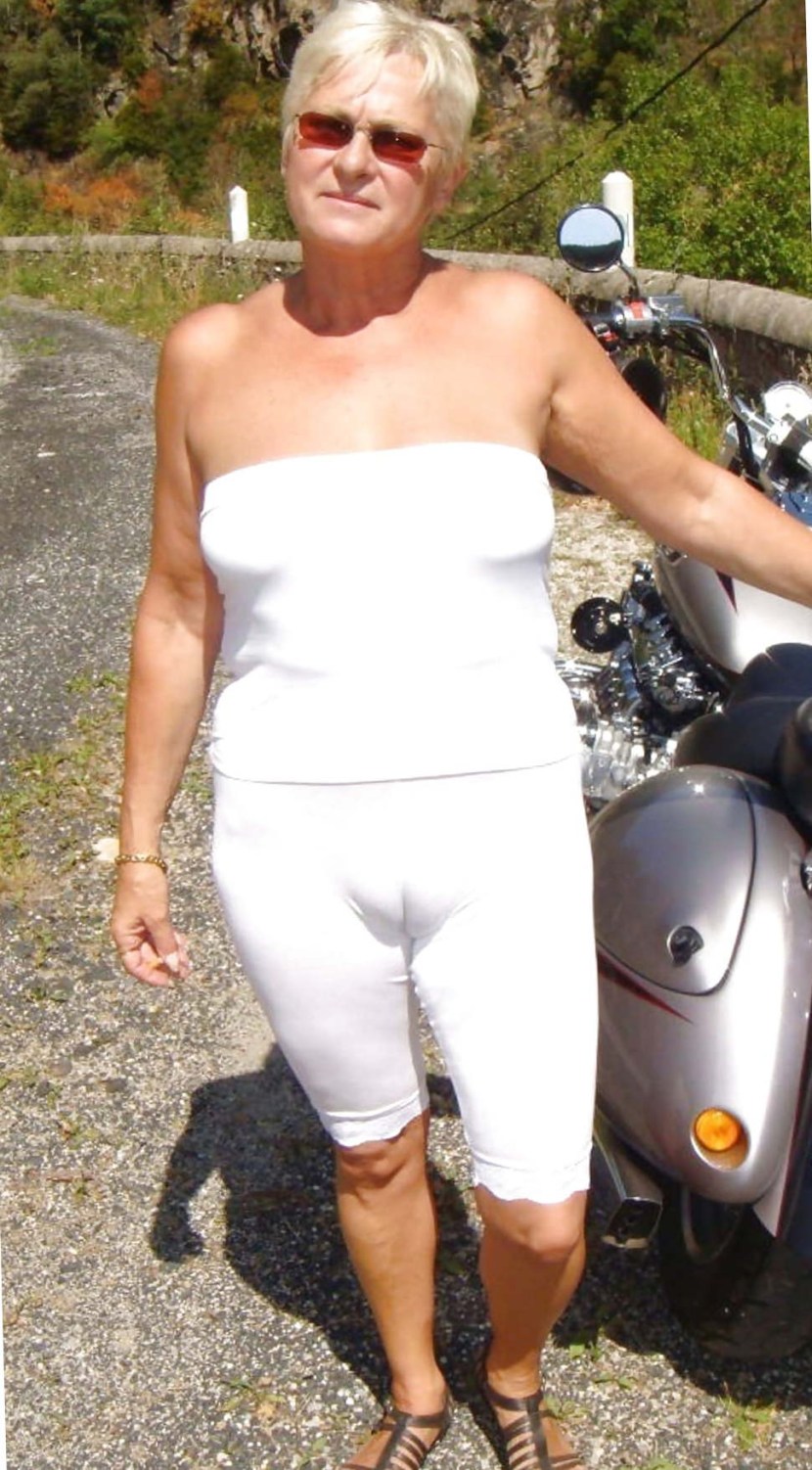 Adult woman in white stockings