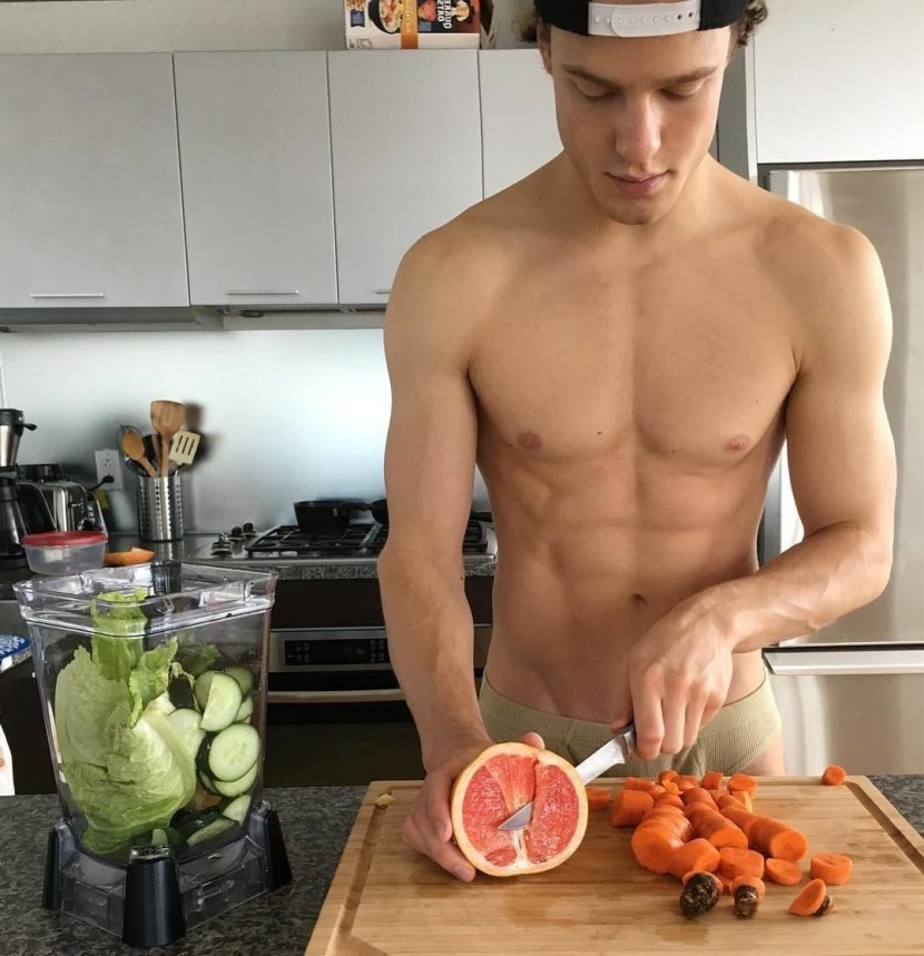 Beautiful man with food