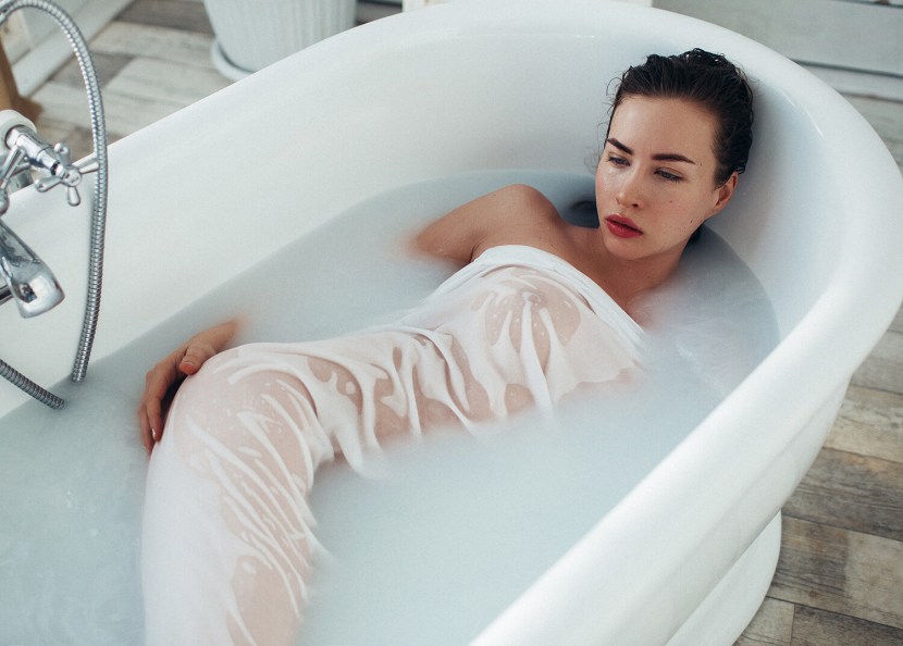 Beautiful girls in pantyhose in the shower