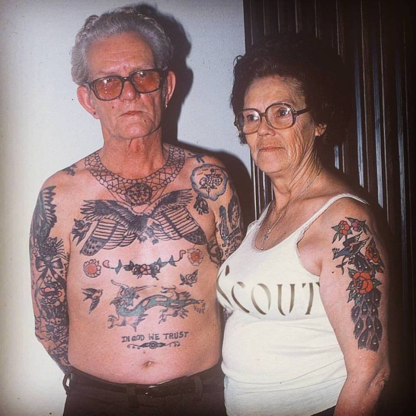 Naked tattooed old women