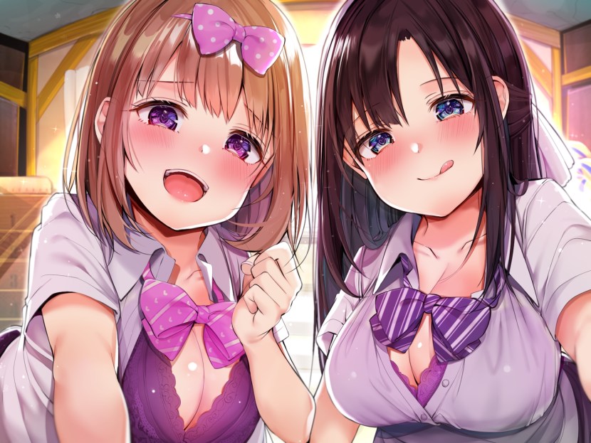 Cum on his wife on the chest in a bra