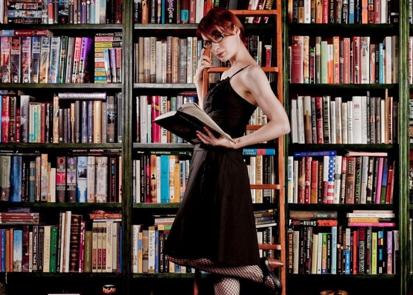 The librarian leaned over