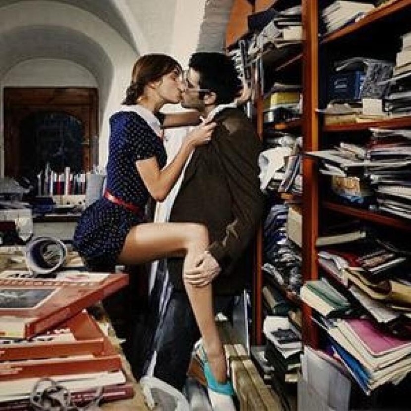 Girl with a book in the office