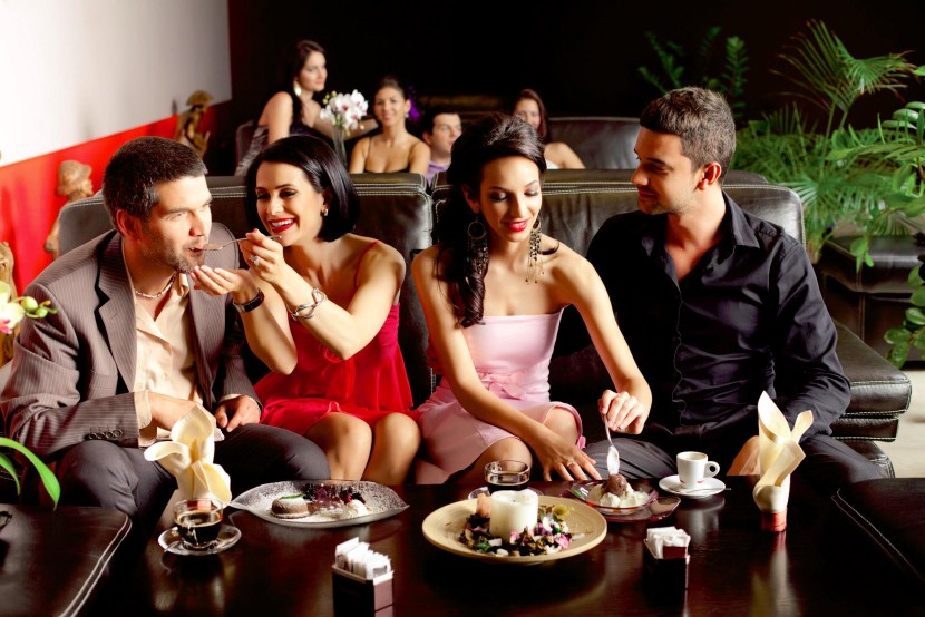 Under a dress at a corporate party