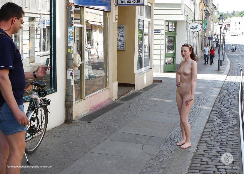 Naked women on the streets of the city