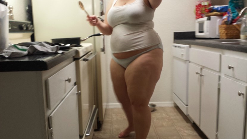 Fat women in white underpants