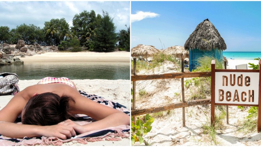 Showed a vagina on the beach