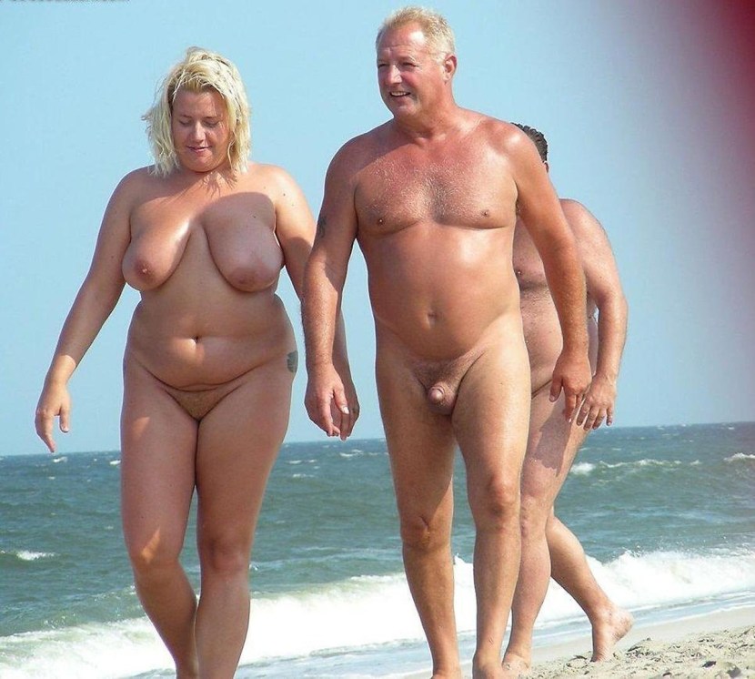 Naked elderly women on the beach