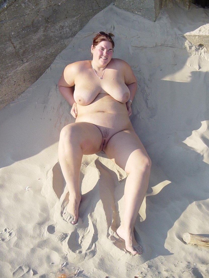 Naked mature bbw on the beach