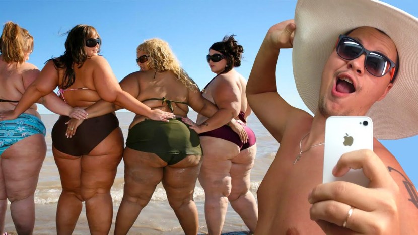Many fat women in swimsuits