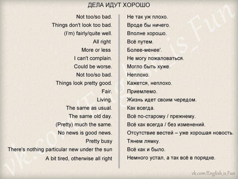 Everything is good in English