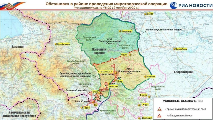 Map of Russian peacekeepers in Karabakh