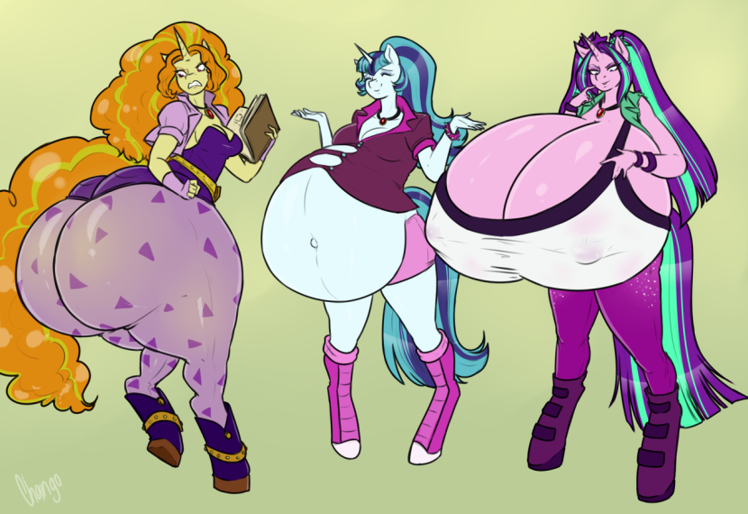 Anime girls with big breasts in swimsuits