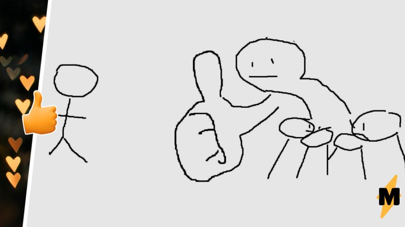 The meme of the person shows the thumb