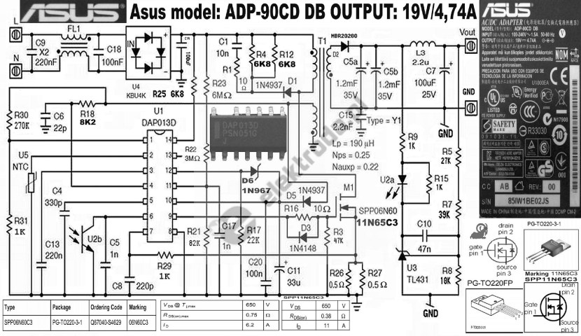 ASUS PA-1900-24 power supply circuit