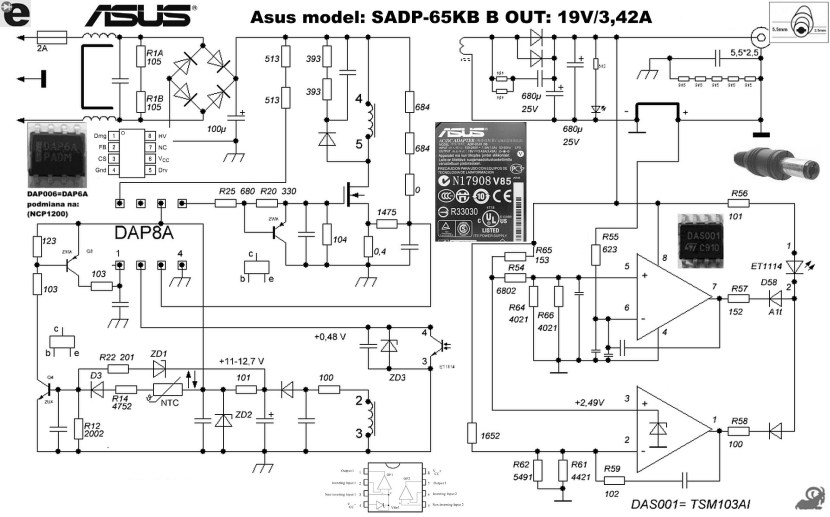 Laptop power supply circuit Asus