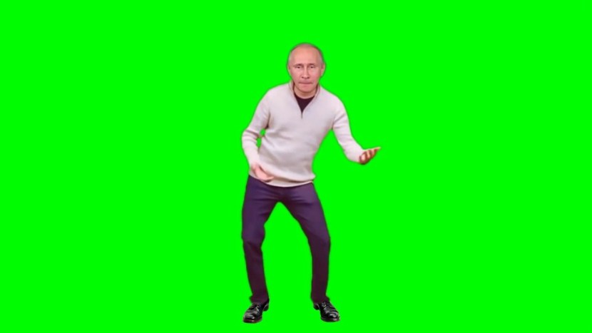 Putin on a green background