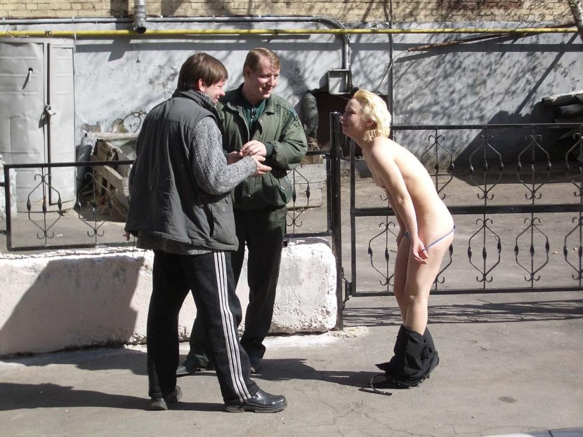 Naked homeless people on the street