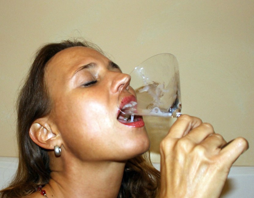 Women cum in a glass