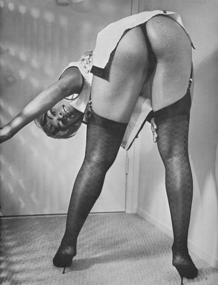 Naked women in stockings retro