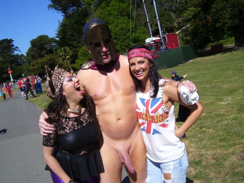 Erection at the naked festival